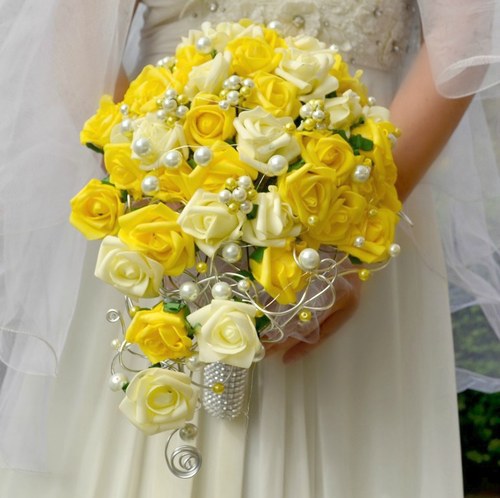 Set svatební kytice Sluneční růže + korsáž+ spona